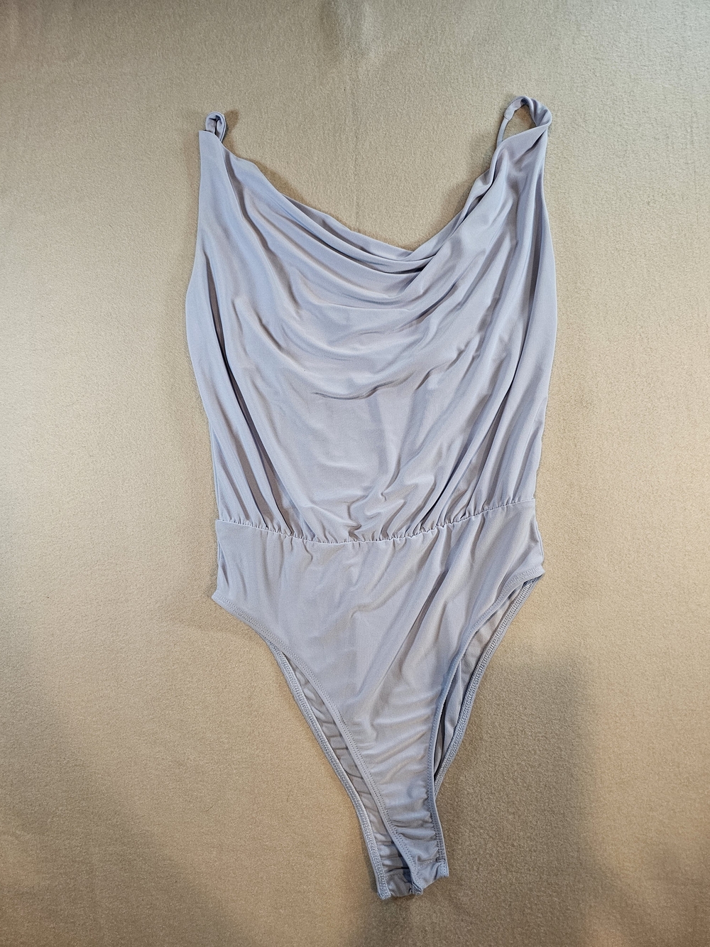 Zara Light Blue Draped Cowl Neck Women's Tank Style Bodysuit Size M - Picture 6 of 6